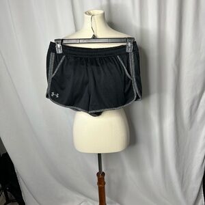 Under Armour HeatGear Running Shorts Black Gray Trim Size M